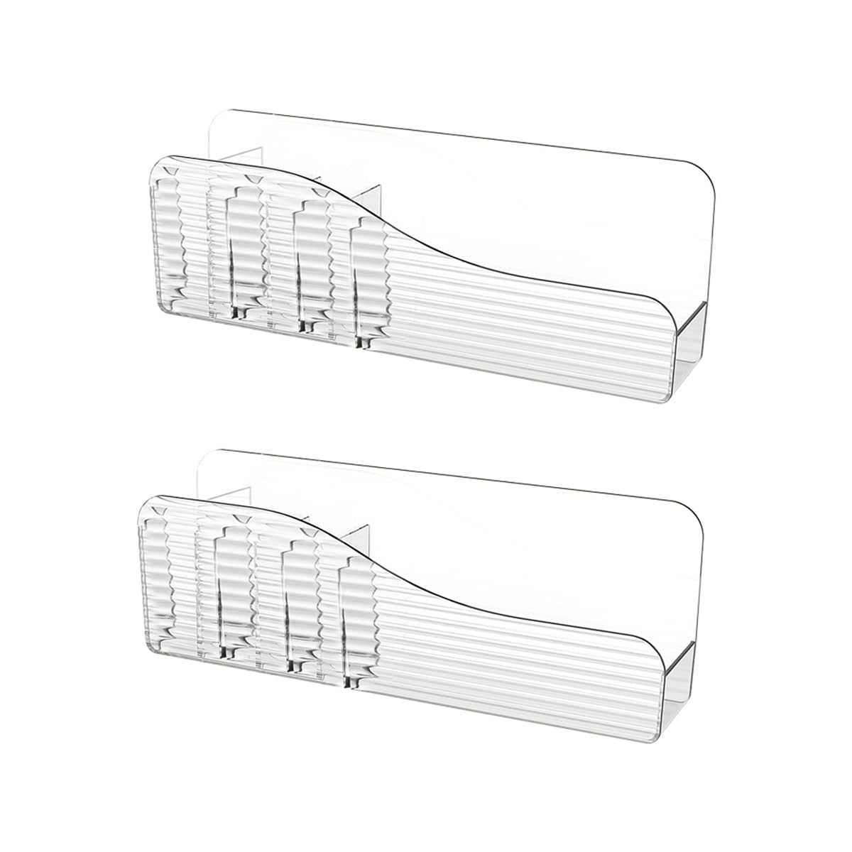 MORNITE Bathroom Medicine Cabinet Organizer Set, Narrow Compact Makeup Shelves Holder for Lipstick, Cosmetic, 2 Pcs Trays for Cabinet Door Wall, Vanity - Clear