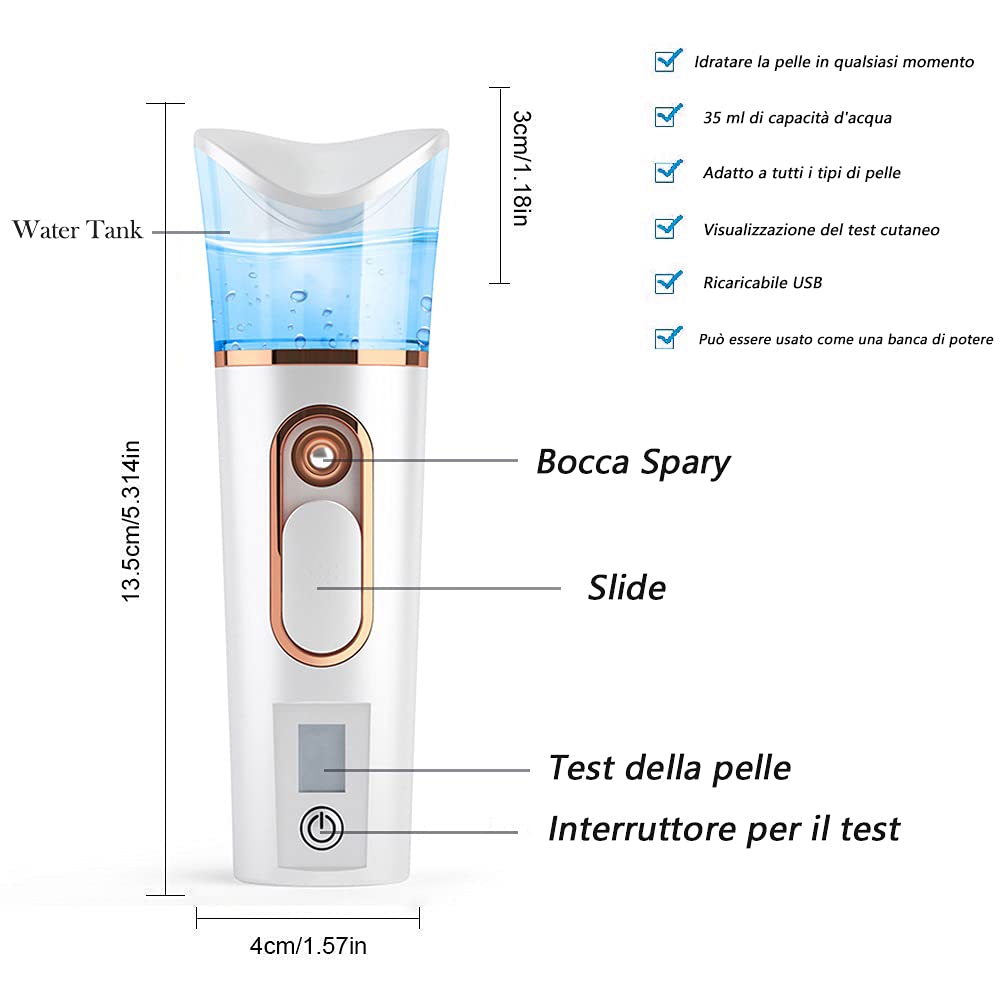 FATUXZ Handy Nano Mist Sprayer with Skin Analyzer Moisture Tester