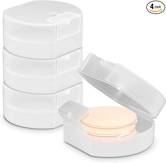 Etenpo 4 Packs Floss Holder Travel, Travel Cotton Round Holder, Travel Containers, Suitable for Hair Tie, Organizer for Collecting Small Items(3.3 x 1.5in,White)