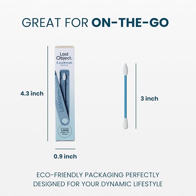 LastSwab Reusable Q-Tips for Makeup - Precision Silicone Cotton Swabs for Eyeliner, Mascara & Touch-Ups - Eco-Friendly Washable Q Tip Alternative - Zero Waste, Travel Case - Blue