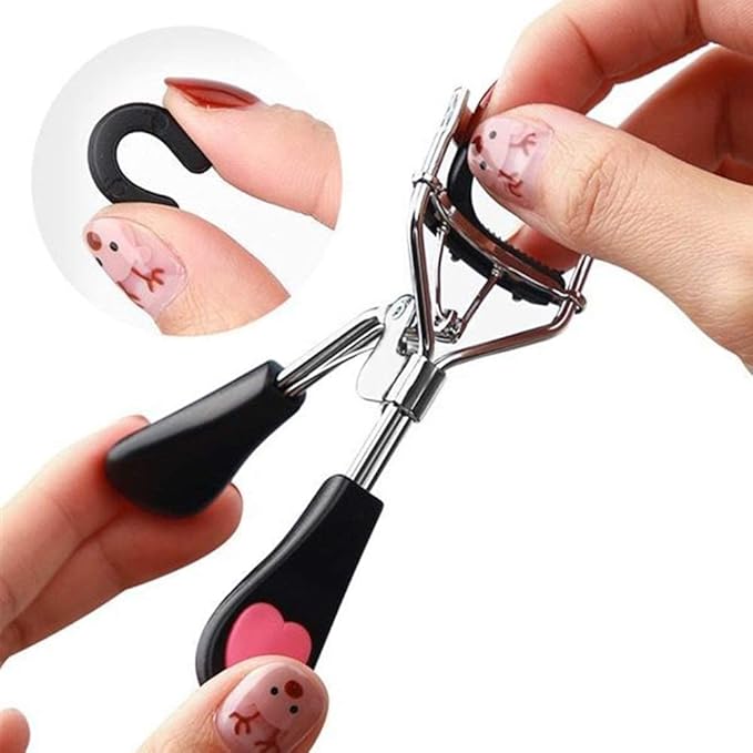 Pinkiou Eyelash Curlers with Comb and Eyelash Separator Set Professional Lash Curler with Built-in Comb Ergonomic Heart-Shaped Handle and Eyelash Comb Tool for Daily Makeup