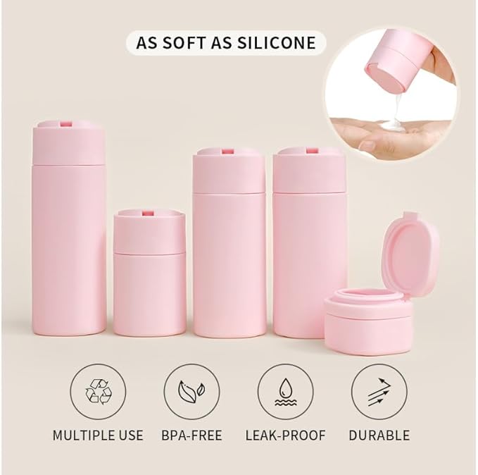 Sprigold 5 Pack Brief and Fashion Travel Bottles TSA Approved, BPA Free Travel Size Containers Refillable Squeeze Bottles for Cosmetic Shampoo Cream Conditioner … (Nordic bean purple)