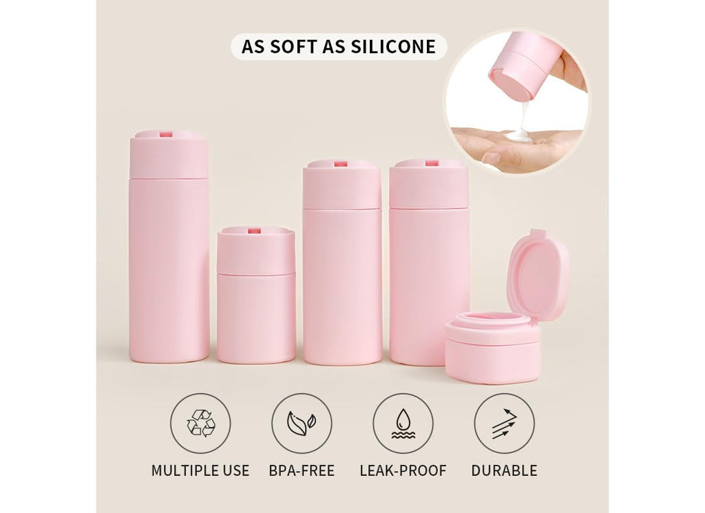 Sprigold 5 Pack Brief and Fashion Travel Bottles TSA Approved, BPA Free Travel Size Travel Containers Refillable Squeeze Bottles for Cosmetic Shampoo Cream Conditioner Lotion Soap… (Nordic grey)