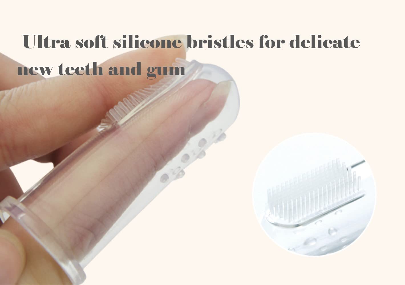 haakaa Silicone Baby Finger Toothbrush Set -360º Bristle for Baby Oral Gum Cleaning| Baby Teething Training| Newborn Oral Massager, BPA Free,2PK - 0m+Babies - Clear