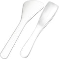 Pndeyo 2pcs Mini Metal Makeup Spatula, Reusable Cosmetic Cream Spatulas Spoon, Skincare Scoop Applicator Facial Massage Beauty Tools for Mixing and Sampling Face Eye Cream- Silver