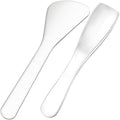 Pndeyo 2pcs Mini Metal Makeup Spatula, Reusable Cosmetic Cream Spatulas Spoon, Skincare Scoop Applicator Facial Massage Beauty Tools for Mixing and Sampling Face Eye Cream- Silver