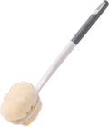 XDMURYM Long Handled Shower Brush for Cleaning Body,Double-Sided Bath Brush for Massage with Bristles and Loofah,Body Brush Exfoliator Mesh Sponge for Women and Men(Gray)