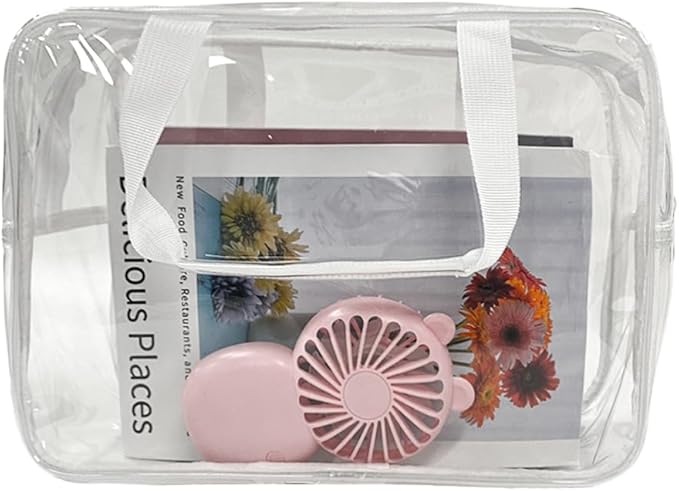TotePrint Large Clear Transparent Gift Pouch Wash Travel Makeup Cosmetic Bag with Handle for Travel Bathroom Toiletry Organizer (Clear)