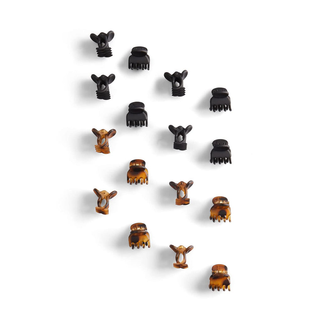 Kitsch Mini Claw Clips for Women - Stylish Small Hair Clips for Kids | Stays In Place Without Pulling or Snagging | Durable & Sturdy Plastic - Tortoise & Black, 16 Pcs