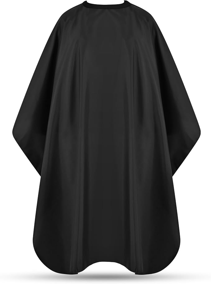 JSAZCKC Hair Cutting Cape with Adjustable Snap Closure, Professional Barber Cape, Haircut Salon Supplies for Men and Women - 57" x 51"(Black)