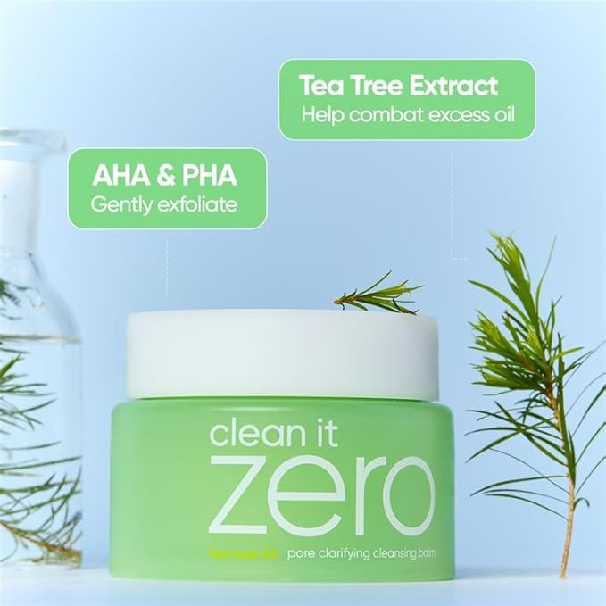 BANILA CO Clean it Zero Pore Clarifying Cleansing Balm | Korean Makeup Remover, Cleansing Oil, Facial Cleanser for Oily and Acne Prone Skin | Vegan | Made with AHA-PHA & Tea Tree (100ml / 3.38 fl. oz)