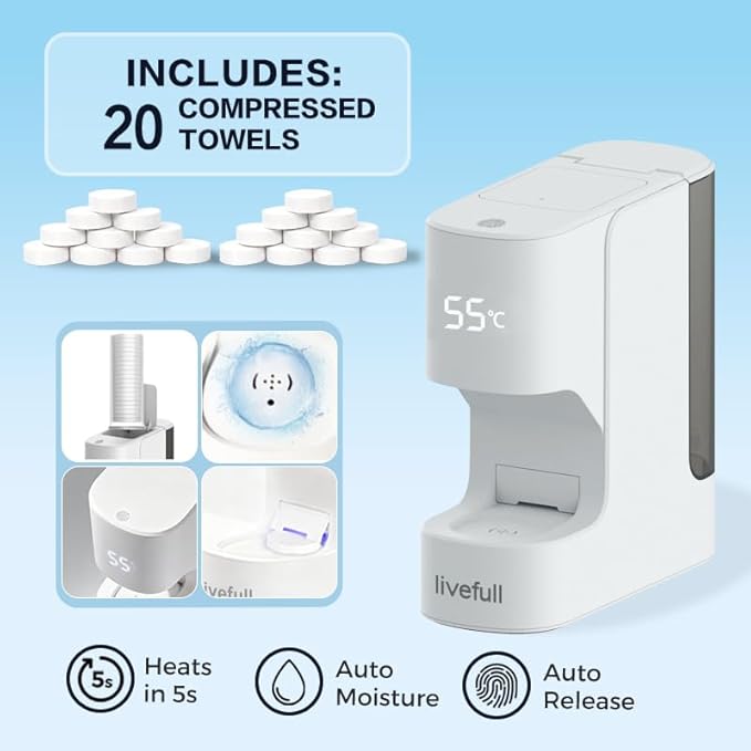Towel Refills for Hot Face Towel Heater Machine, White, 60 Count, 20pcs per Roll