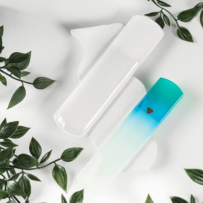 Bona Fide Beauty Czech Glass Foot File with Protective Sleeve (Aqua)