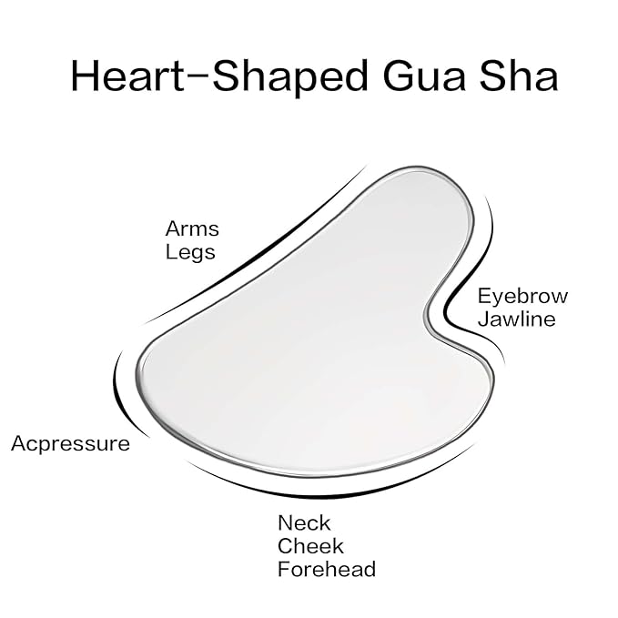 Gua Sha Facial Tools, Stainless Steel Guasha Tool for Face & Body, Gua Sha Tools for Puffiness Reducing & Jawline Sculpting Metal Guasha Tool for Women Self-Skincare, Silver