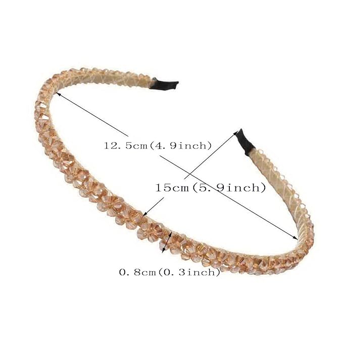 Cuizhiyu 4 PK Crystal Rhinestone Headbands for Women Girls Double Rows Sparkly Beaded Hair Hoops Clear Black Weave Narrow Hair Bands Hair Accessories (Color A)