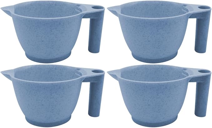 minkissy Hair Dye Mixing Bowls Set of 4 with Ergonomic Handles Portable Color Bowls for Hair Salon and Diy Home Use 6.69X3.54X6.29In Reusable Color Mixing Bowls