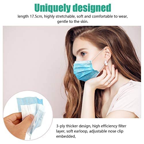 Wecolor 100 PCS Blue Masks, Disposable Face Mask, 3 Ply Protection Masks