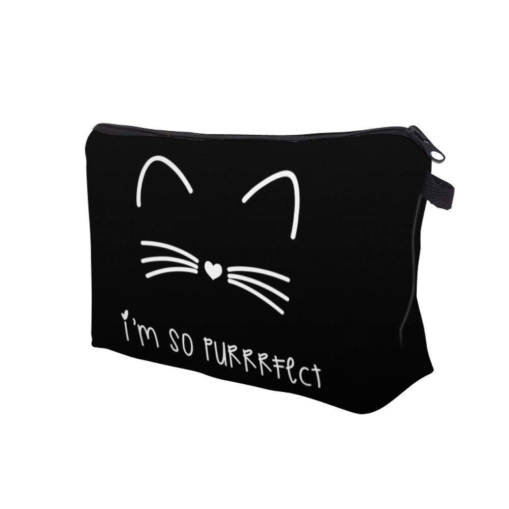 Deanfun Makeup Case Small, Cosmetic Zipper Bag Waterproof for Purse Mini, Women Cute Traveling Accessories Pouch for Ladies Thanksgiving (I'm so Perfect Cat D2-51294)
