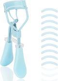 ODELY Eyelash Curler with Pads, Lash Curler with 10 Extra Silicone Replacement Pads, Comfortable Grip for Effortless Curling – Eyelashes for The Perfect Eye Contour (Crystal Blue)