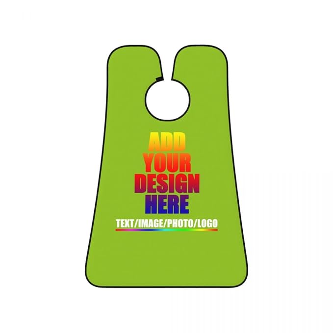 Personalized Custom Beard Bib Apron Design Your Photo Text Logo Beard Hair Catcher Non-Stick Beard Shave Capes for Trimming Shaving Yellow Green