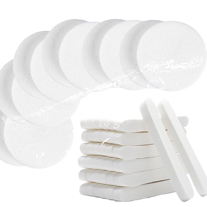 Facial Sponge Compressed,120 Count PVA Professional Makeup Removal Round Face Wash Sponges Spa Pads Exfoliating Cleansing for Women,White