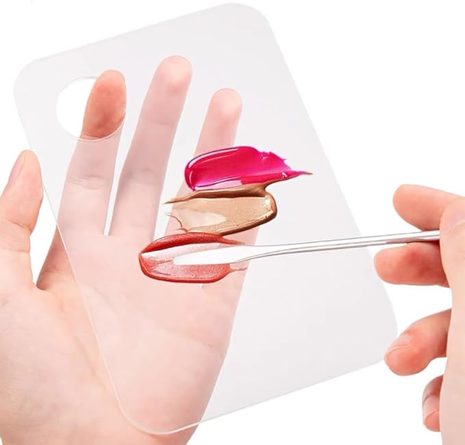NaYiissi 2pcs Acrylic Makeup Palette, Cosmetic Makeup Mixing Tray with 2pcs Spatula Tool, Foundation Makeup Palette for Nail Art Eye Shadow Pigment Blending (Rectangle)