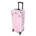 mefeir 4 in 1 Rolling Makeup Train Case, Aluminum Makeup Travel Organizer Cosmetic Case, Cosmetology Display Suitcase on Wheels, Beauty Storage Luggage Lockable w/4 Removable Wheels (Black)