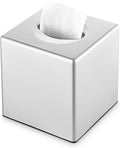 Tissue Box Cover, Decorative Square Facial Storage Tissue Box Holder, Home Accessories for Bathroom Vanity Countertops, Dressers, Night Stand, Parlors and Office - Silver