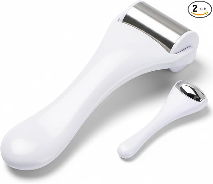 Tondiamo 2 Pcs Muscle Roller Gifts Stick Fascia Body Cellulite Face Muscle Massage Roller Manual Massage Tools for Relief Neck Arm Back Leg Body Deep Release(White,Metal)