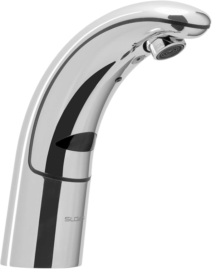 Sloan Optima EAF-150 Sensor Activated Touch-Free Faucet, Commercial Grade w/Mounting Hardware - 0.5 GPM Battery-Powered Deck-Mounted Mid Body, Polished Chrome Finish, 3335109