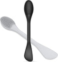 Silicone Facial Cleansing Brush - 2PC Double Ended Exfoliator for Deep Pore Cleaning, Blackhead Removal & Makeup Application - Soft, Hygienic & Waterproof Face Scrubber Massager（Black+Gray）