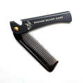 Badass Beard Care 2-IN-1 Folding Ox Horn Comb with Stainless Steel Body and Genuine Leather Protective Case