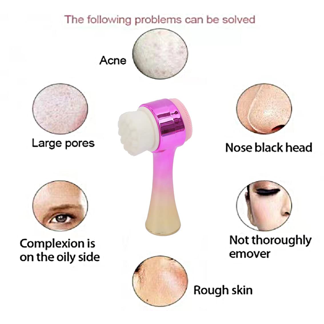 Facial Cleansing Brush 2 in 1Double-Sided Facial Cleaning Brush with Soft Bristles for Deep Pore Exfoliation, Wash Makeup, Massaging (Blue&Purple5PCS)