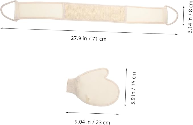 VICASKY Cotton Bath Gloves Back Scrubber Straps Exfoliating Gloves for Shower Women Men Body Cleaning Tool for Home and Travel