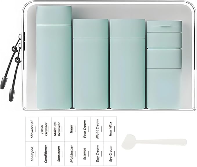 Sprigold 5 Pack Brief and Fashion Travel Bottles TSA Approved, BPA Free Travel Size Travel Containers Refillable Squeeze Bottles for Cosmetic Shampoo Cream Conditioner Lotion Soap… (Nordic mint green)