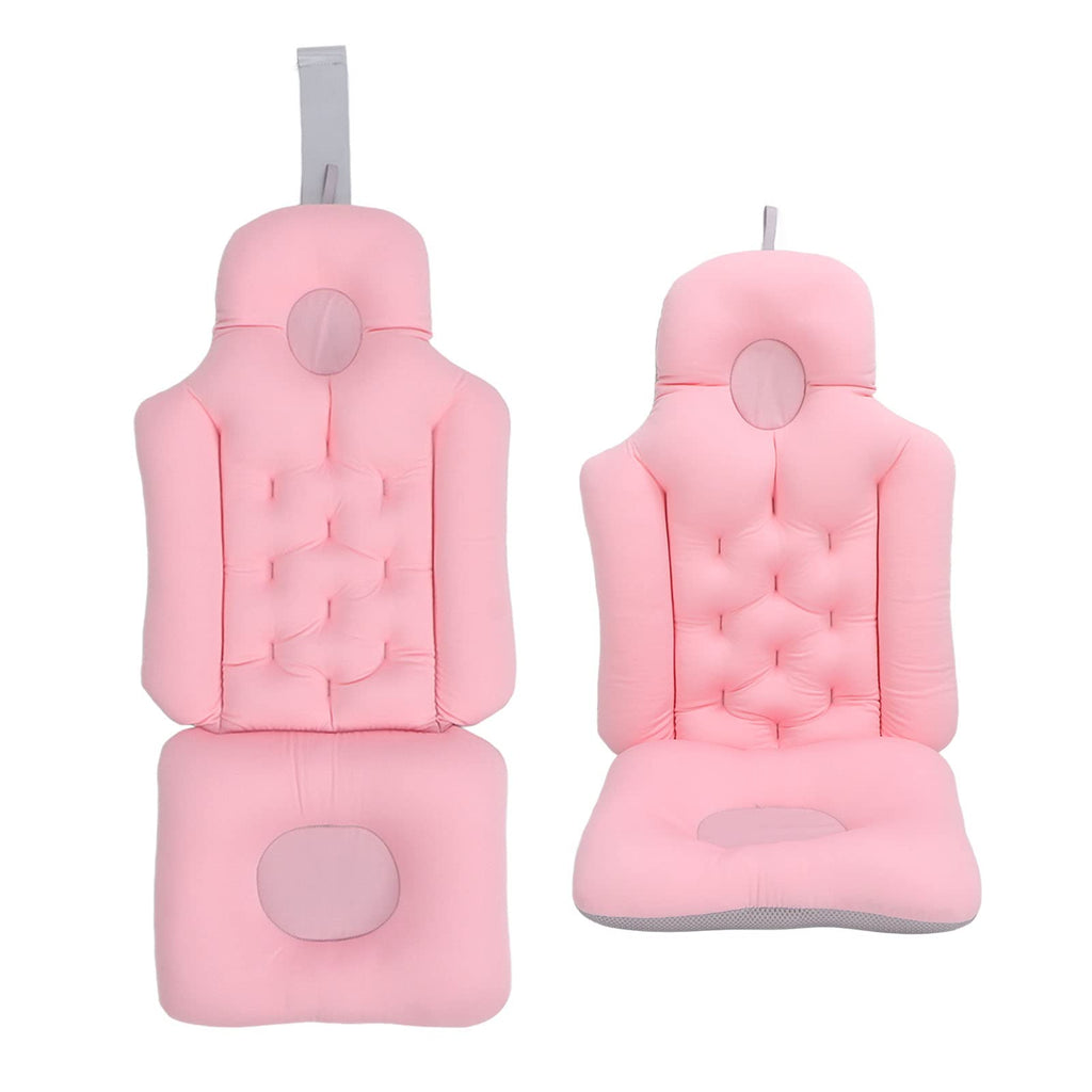 Natudeco Bathtub Cushion Bathtub Pillow Soft Breathable Folding Headrest Back Support Bath Pillow Cushion for Adults Spa(Pink)