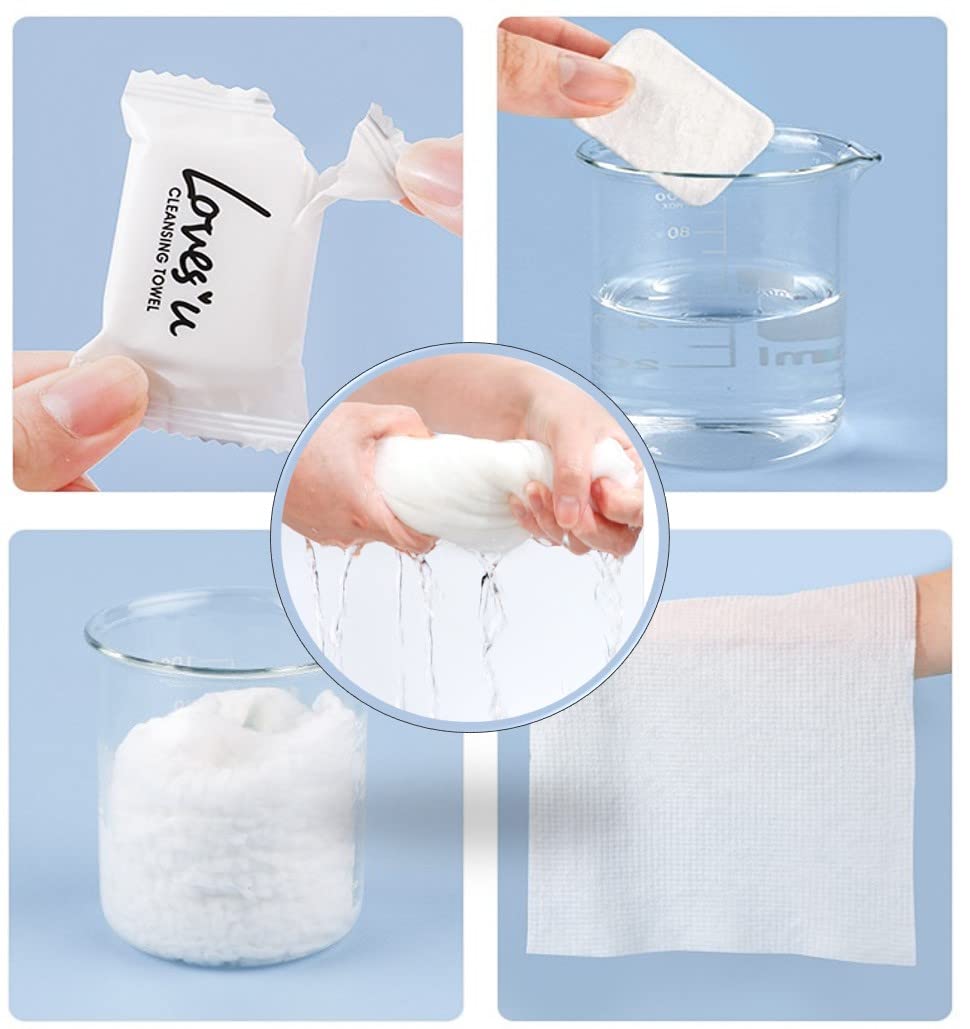 QUALIALL Compressed Washcloths Towels, Premium Disposable Wash Cloths for Travel Camping