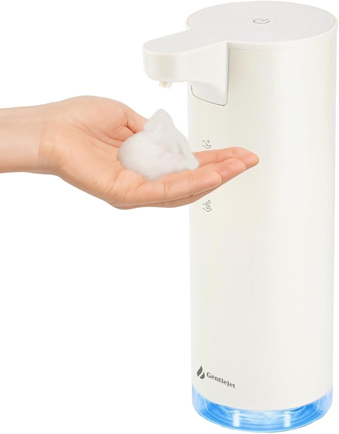 GentleJet EasyFoam Automatic Foaming Soap Dispenser, Touchless USB-C Rechargeable Sensor Pump, 304 Stainless Steel, Adjustable Foam, IPX5 Water-Resistant for Bathroom & Kitchen, 10 fl oz / 300 mL
