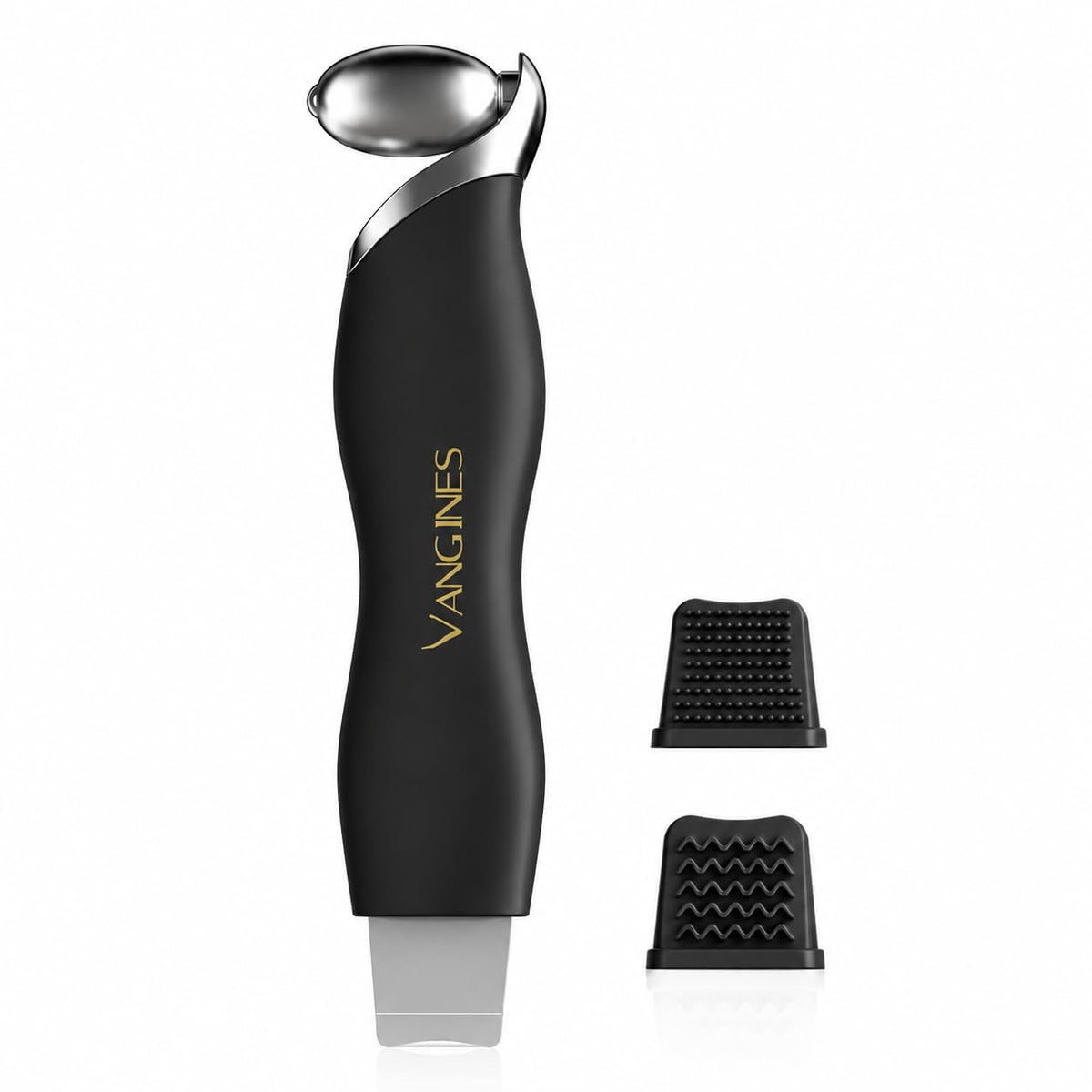Vangines Ice Roller for Face & Eyes, Cooling Facial Roller with Blackhead Remover & 2 Silicone Brushes, Stainless Steel Face Roller for Puffiness, Pores & Deep Cleansing(Black)