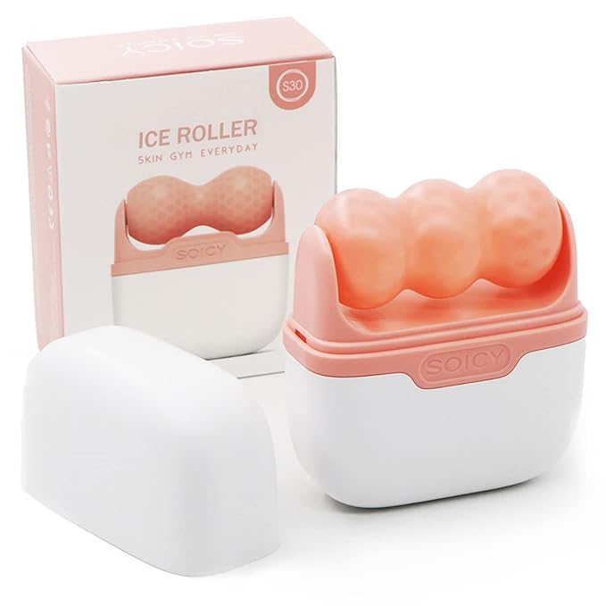 Leeshine Ice Roller Set for Face and Eyes - Facial Skin Care Tools with 2 Cold Therapy Face Roller and Premium Travel Case, Self Care Gift for Men Women (Pink)