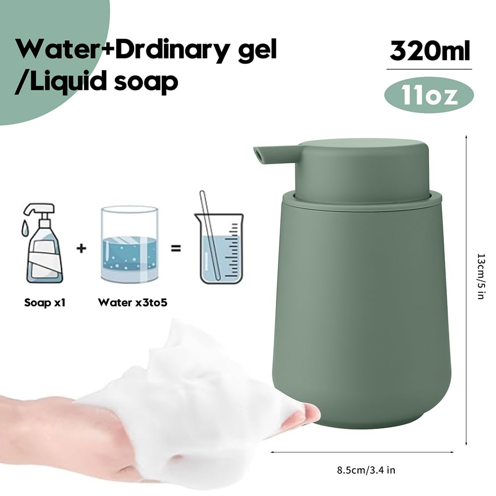 YAUKPH Sage Green Foaming Hand Soap Dispenser Plastic
