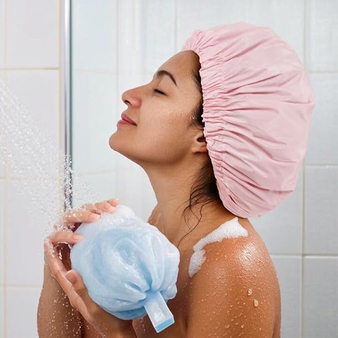 Edoneery Reusable Shower Caps for Women, Waterproof Long Hair Bonnet