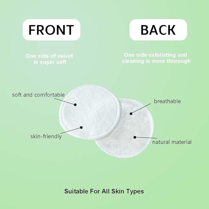 Sopurrrdy 28 Pack Reusable Makeup Remover Face Pads with Laundry Bag Washable Soft and Comfortable Cleaning Face Skin,Washable Bamboo Cotton Rounds White
