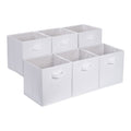 Amazon Basics Collapsible Fabric Storage Bins with Handles, Cube Organizer, 13"x13"x13", White, 6-Pack