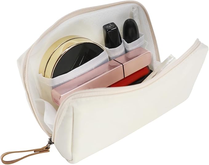 Kososuru Small Makeup Bag for Purse Portable Waterproof Cosmetic Bag Travel Makeup Pouch for Women (Beige)