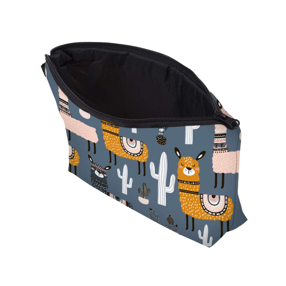 Aiphamy Cute Travel Makeup Bag Cosmetic Bag Small Pouch Gift for Women (Llama Cactus)