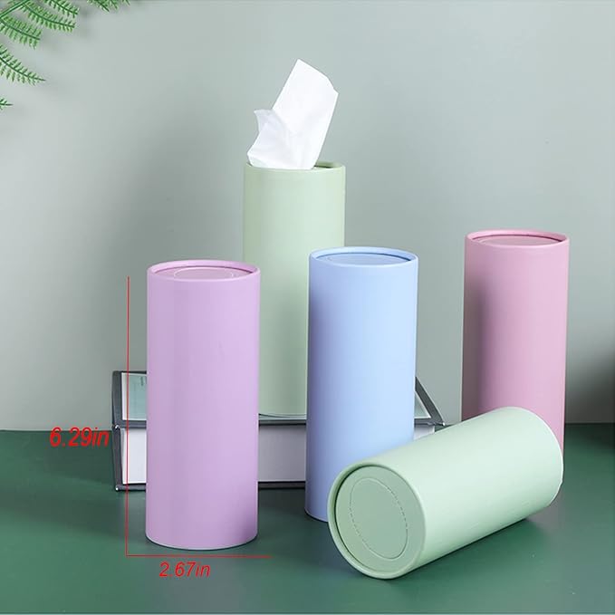 4 Pack Facial Tissues Bulk with Car Tissues Cylinder, Perfect Fit for Car Cup Holder, Refillable Round Container