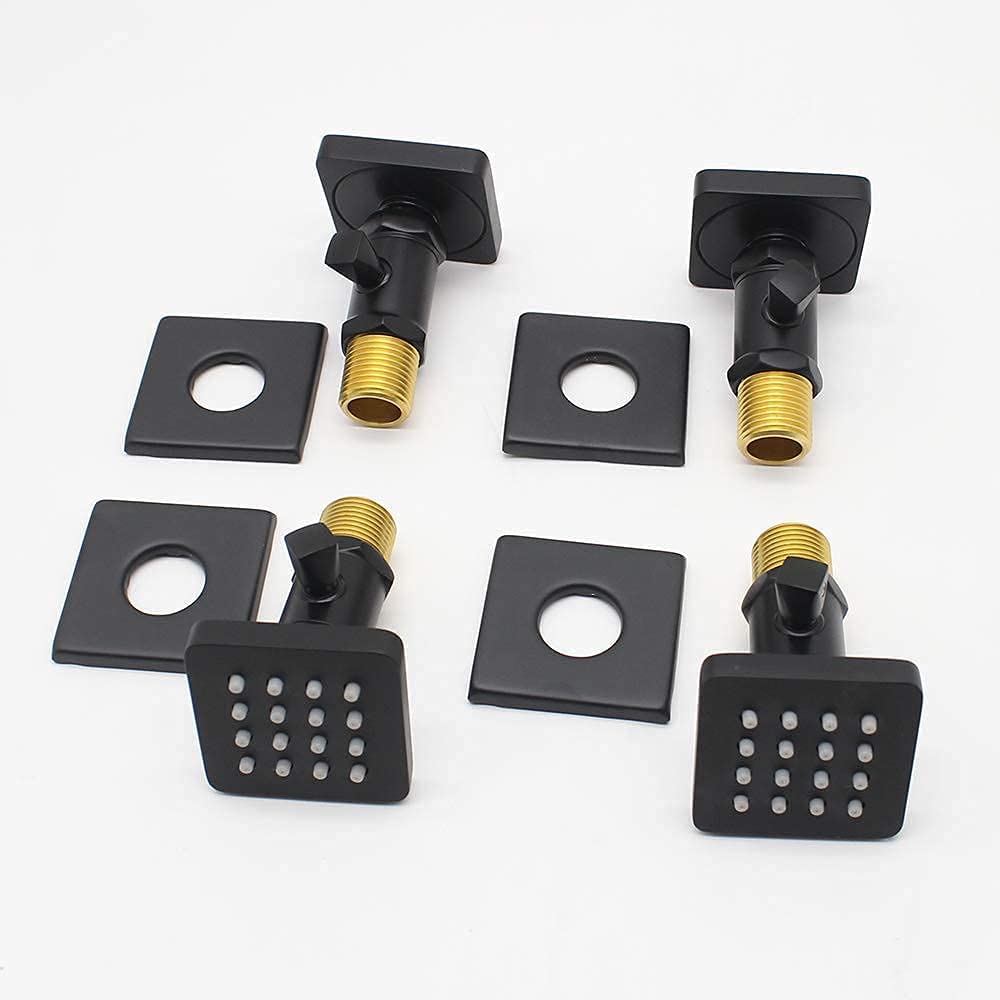 Backnets Shower Body Spray Solid Brass Massage Jets Wall Mount, Matte Black Showerhead Can Swivel, Flow Can Be Controlled (4pcs, Matte Black)