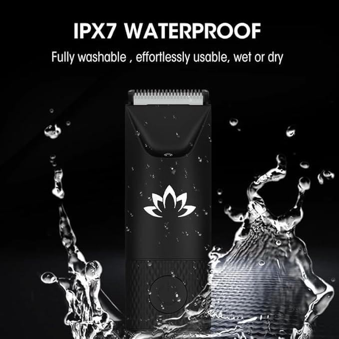 Qreeyx Manscape Trimmer for Men - Electric Body Hair Trimmer with Light, IPX7 Waterproof Electric Razor for Balls/Pubic/Groin/Legs/Chest Hair Removal, Lightweight with LED Display, Gifts for Him Dad
