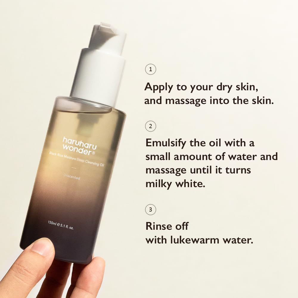 HARUHARU Black Rice Moisture Cleansing Oil, 1.0 fl.oz, Pore Control, Vegan